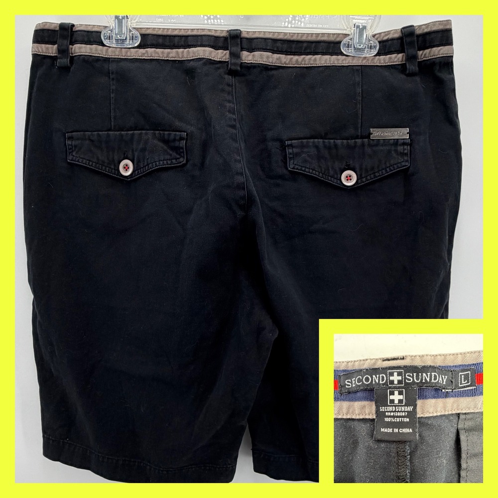 Second Sunday Men's Athletic Shorts Black Grey Contrast Trim RN 138087 Size L